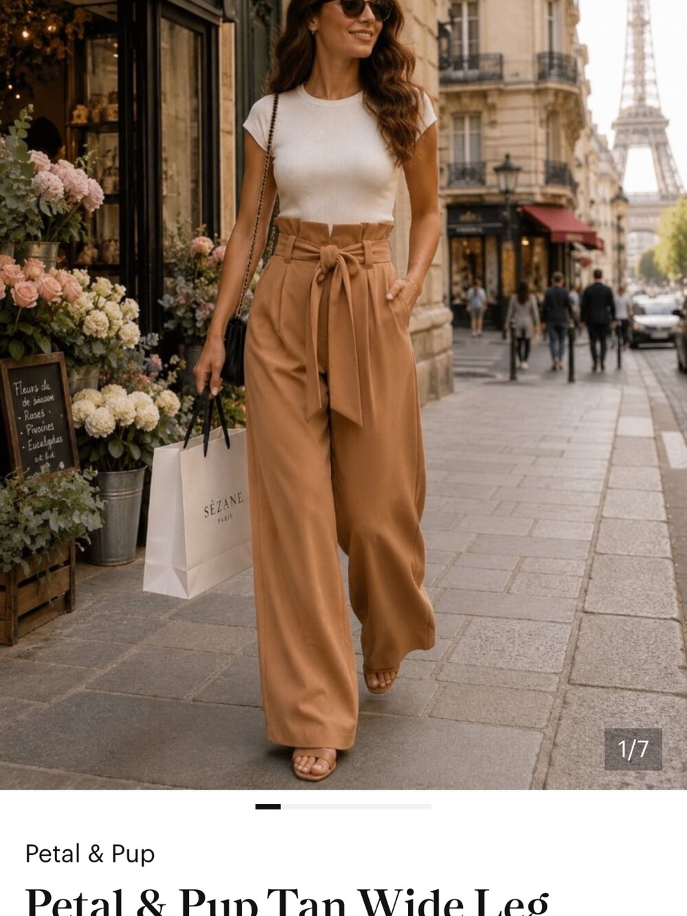 Petal & Pup Tan Paperbag-Waist Wide Leg Pants